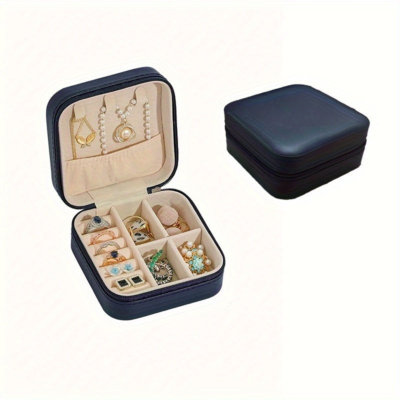 Caja de almacenamiento portátil para joyas para anillos, collares y pendientes, organizador de viaje
