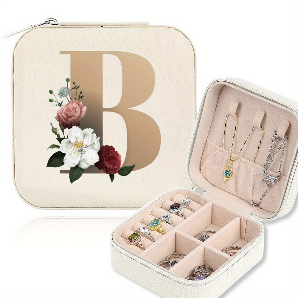 Mini Portable Zipper Jewelry Storage Box for Rings Necklaces and Studs