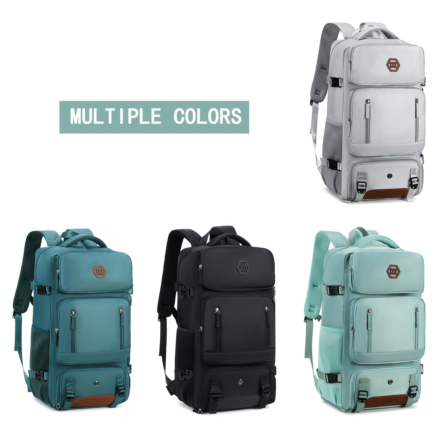 Light Blue Travel Backpack with 43.94cm Laptop Compartment Shoe Pocket Mesh Ventilation