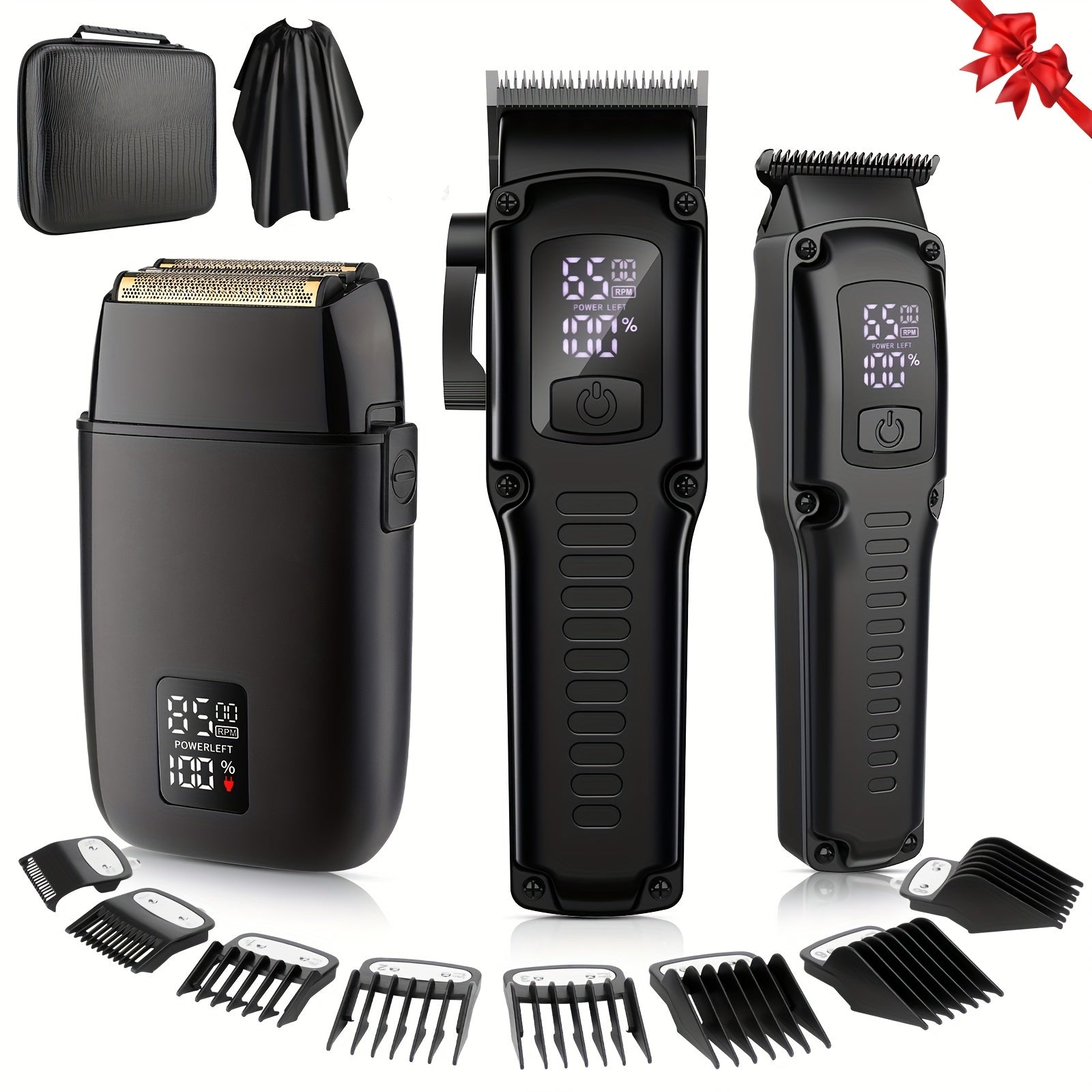 Set of 3 professional electric hair clippers with strong power and 3-in-1 functionality