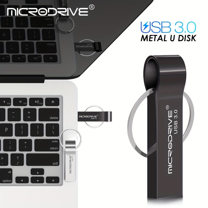 High Speed USB 3.0 Metal Pen Drive 32GB 64GB 128GB with Ring Clasp
