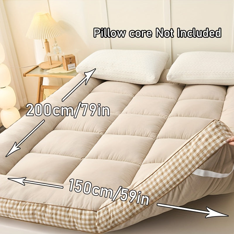 Роскошный стеганый матрасный топпер - мягкая и пушистая полиэфирная начинка и покрытие, дышащий, комфорт на все сезоны для спальни, гостевой комнаты или общежития - не водонепроницаемый, легко чистится, толщина 8-10 см.