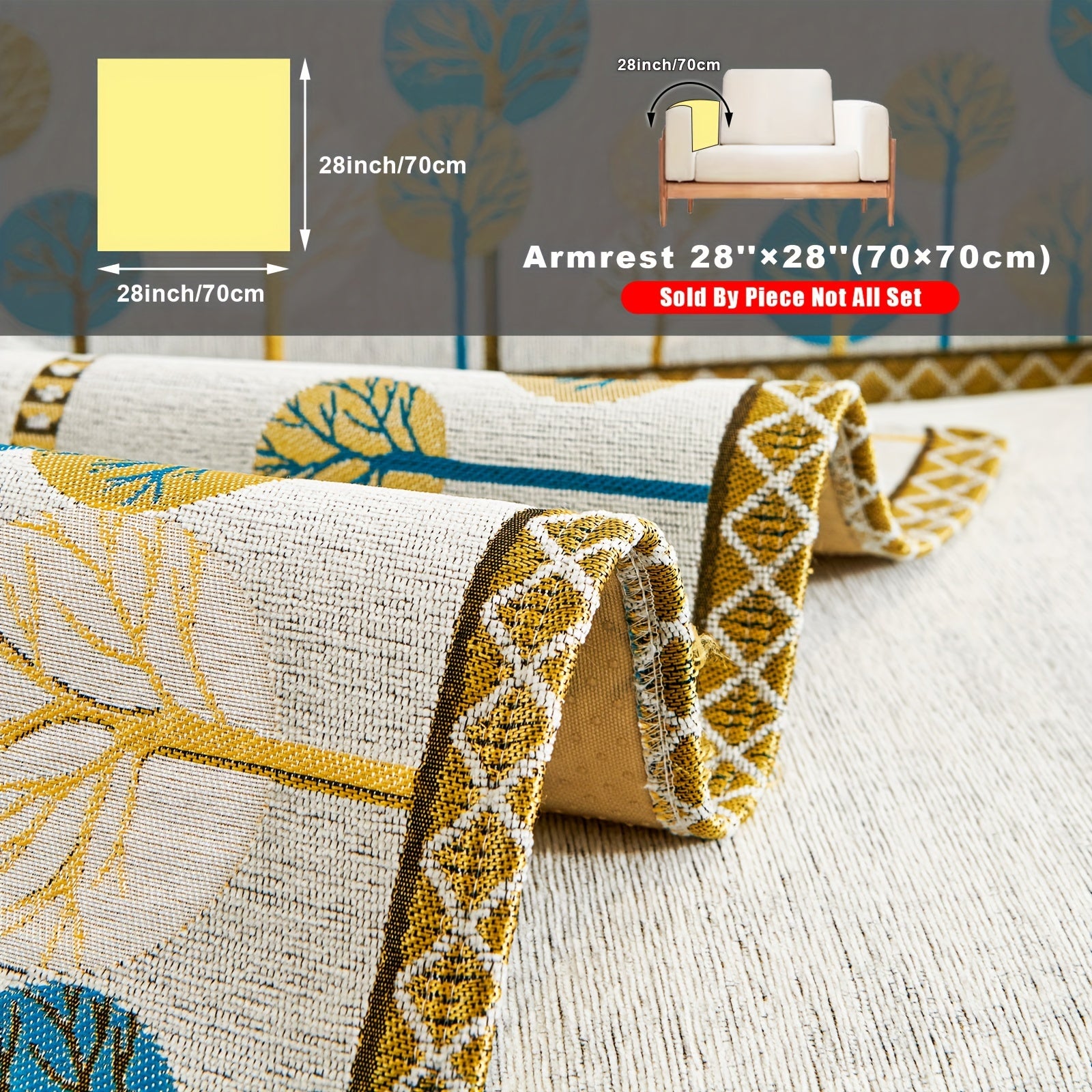 Chenille Sofa Cover with Tree Embroidery Pet-Friendly Slip-Resistant Easy to Clean Fits Various Sofa Sizes for Living Room and Home Decor