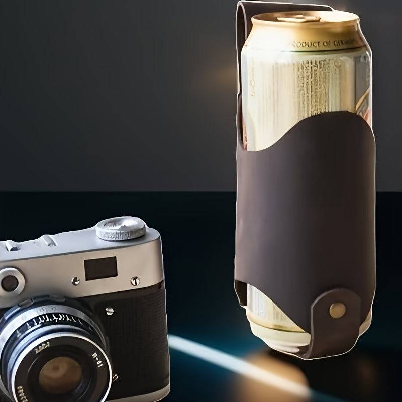 Faux Leather Beer Can Holder Waist Belt for 330ml and 500ml Cans Men Outdoor Events