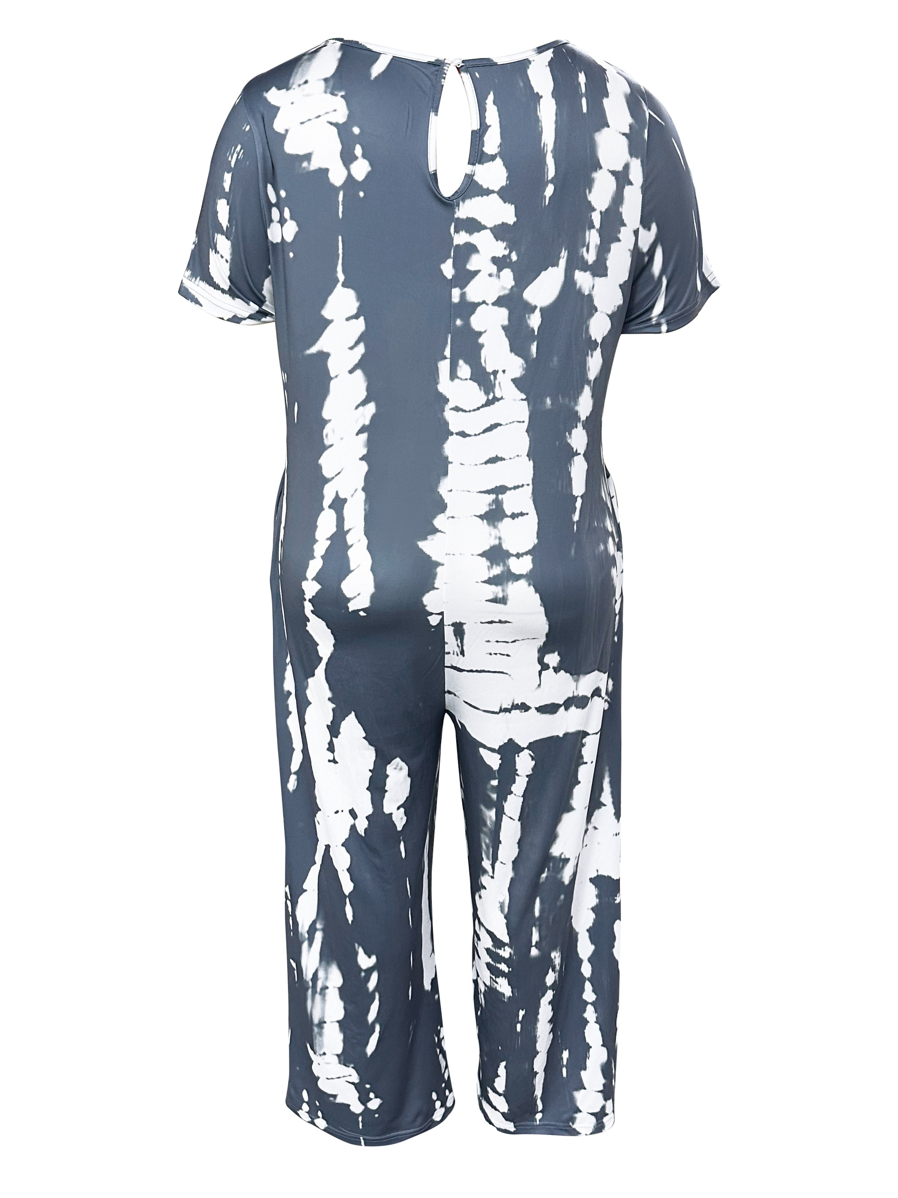 Women's Printed Wide-Leg Jumpsuit With Pockets Casual Summer