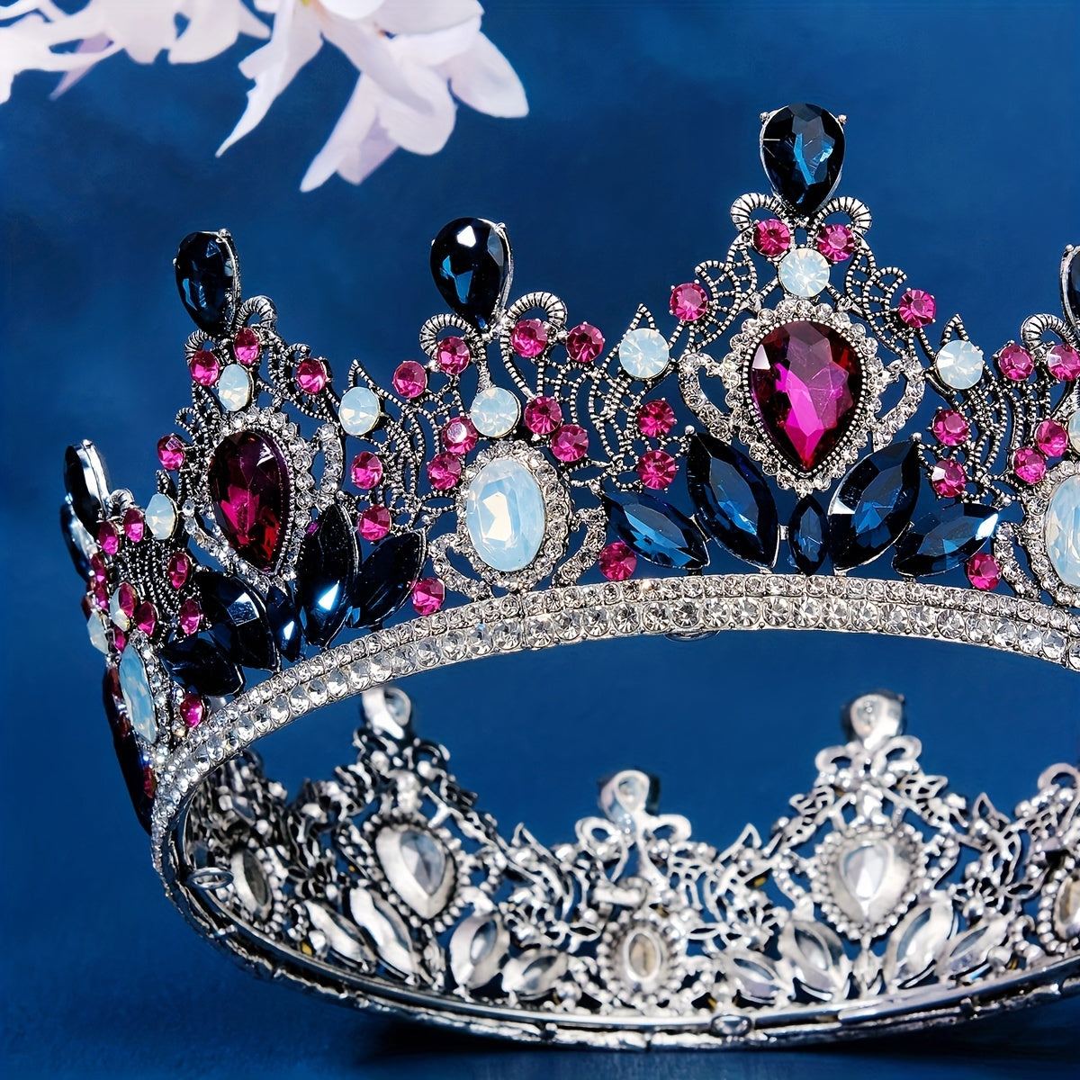 Vintage to'yli tiara taqilishi, to'ylar, promlar va konkurslar uchun rhinestones