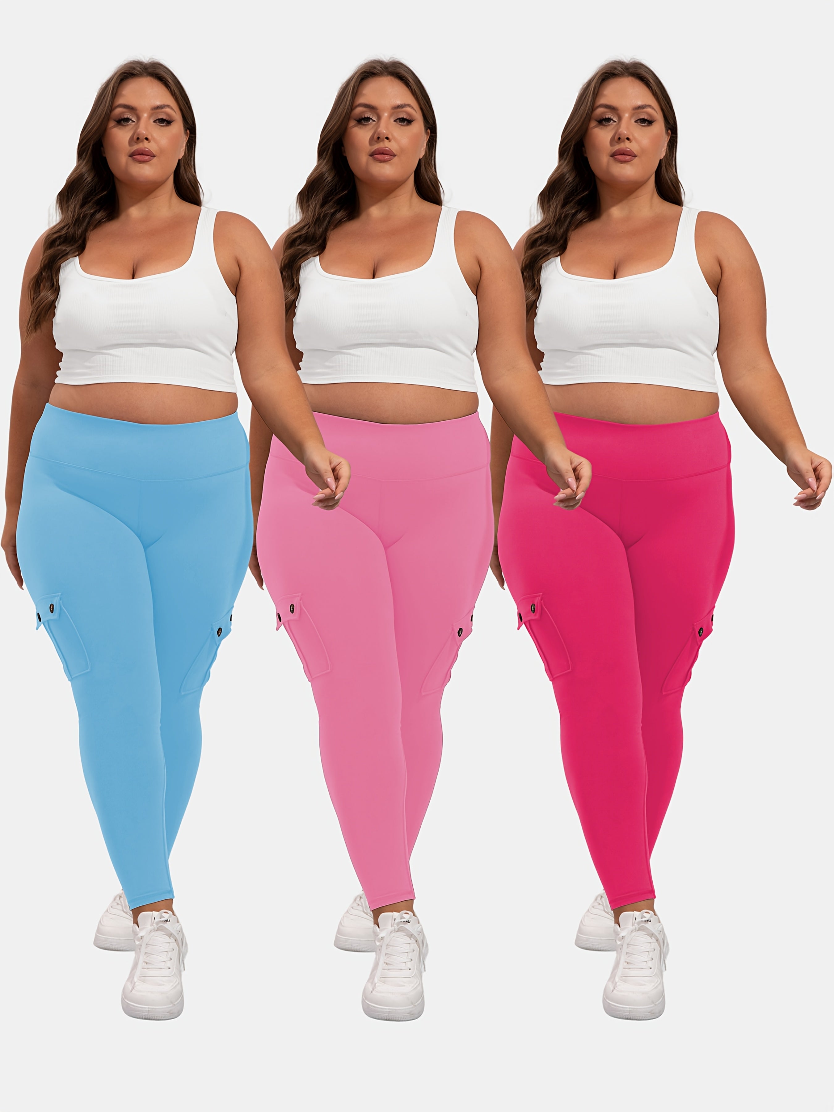 Women's Plus Size Sports Leggings High Waist Tummy Control Four-Way Stretch