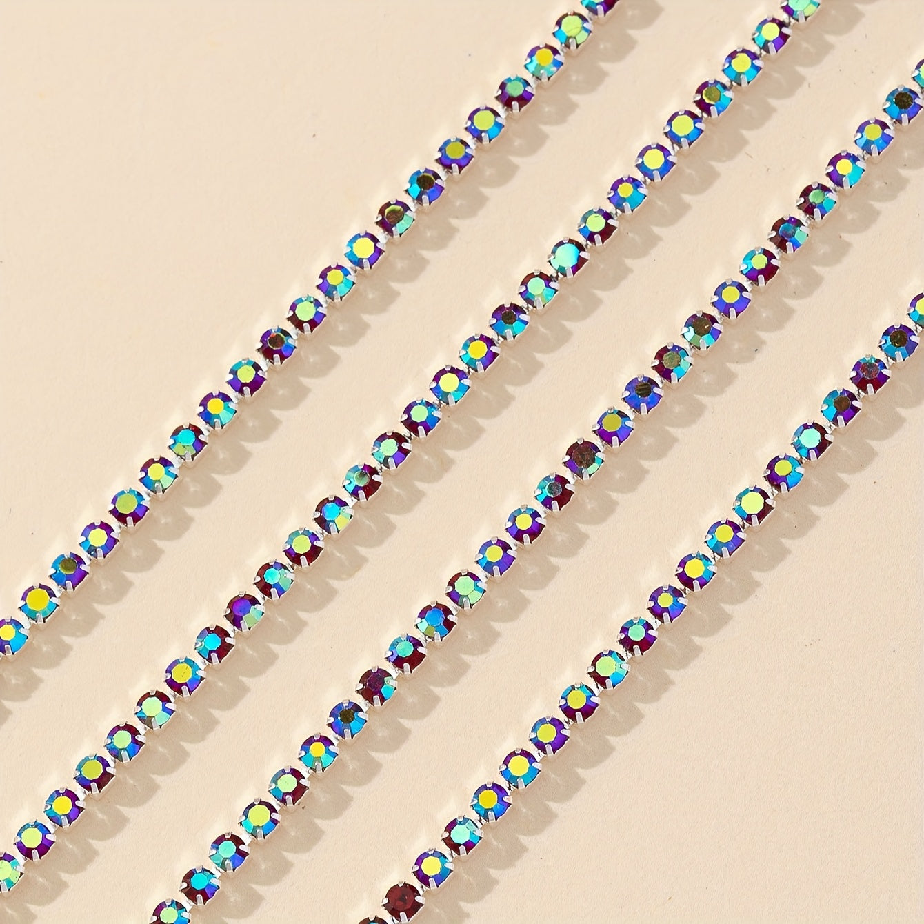 Cadena de strass brillante para hacer joyería, rollo de 450cm