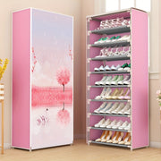 Durable Shoe Storage Cabinet with Fabric Zipper Cover for Hallways and Closets