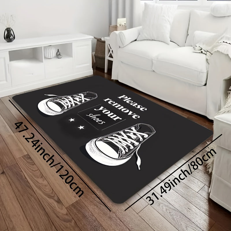 Polyester Doormat Set with Please Remove Your Shoes Design Non-Slip Machine Washable Indoor Home Decor