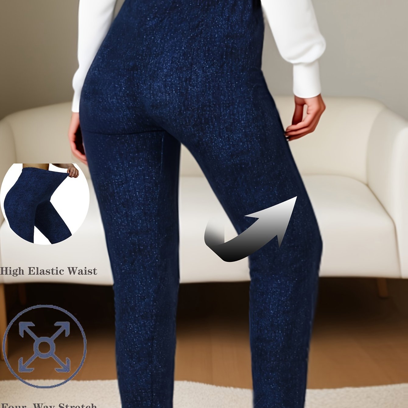 Women's High Elastic Hemp Dot Skinny Leggings for Workout and Casual Wear