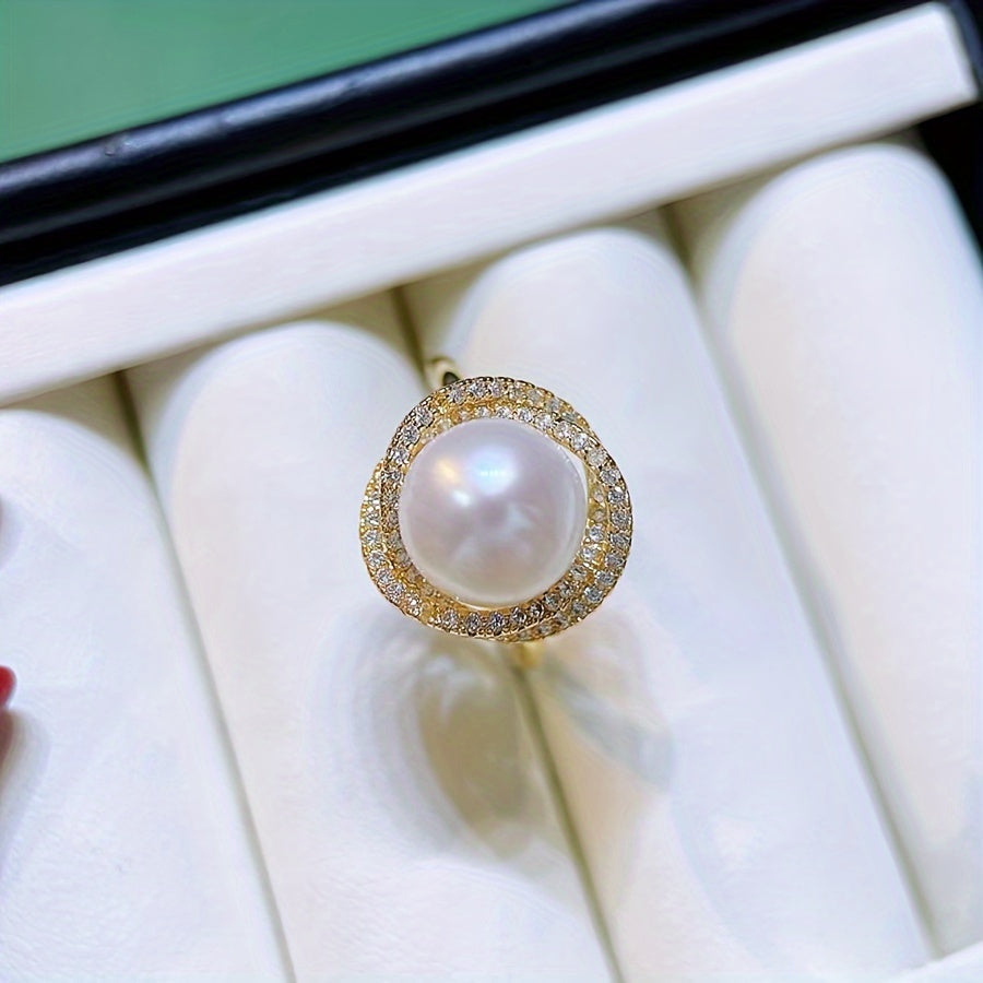 Birds Nest Jewelry Set with Freshwater Pearls Gold-Plated Necklace Ring Earrings for Women