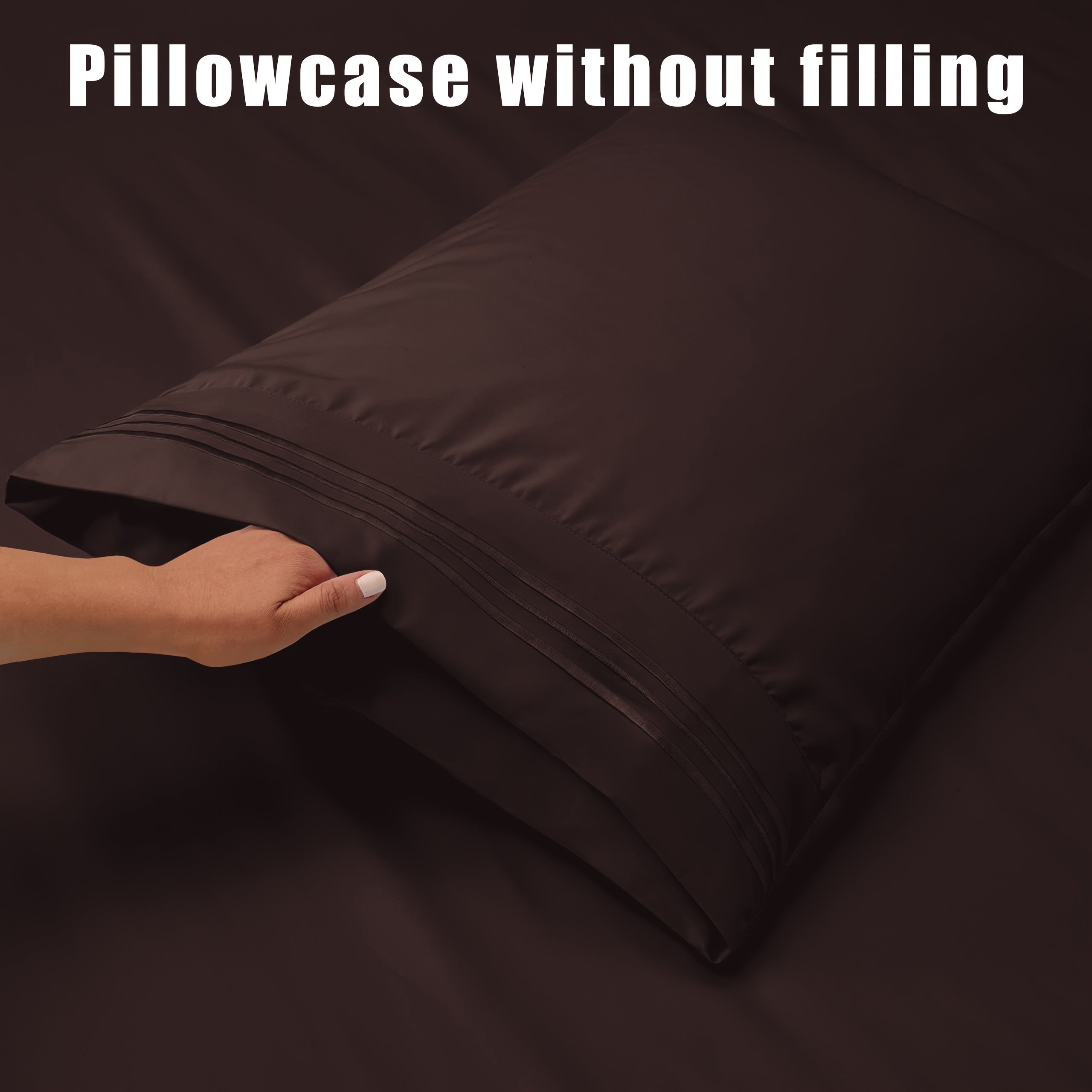 Вышитый комплект постельного белья тёмно-коричневого цвета, 4 предмета, полиэстер, всесезонный, дышащий