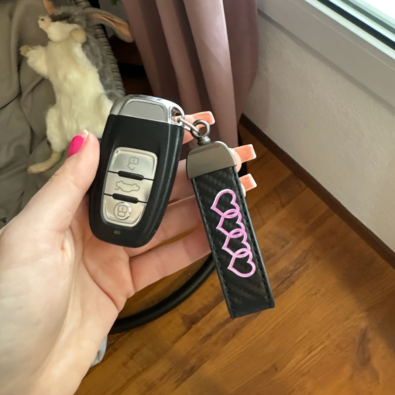 Unisex Faux Leather Car Keychain 360° Rotating Horseshoe Key Ring Accessories