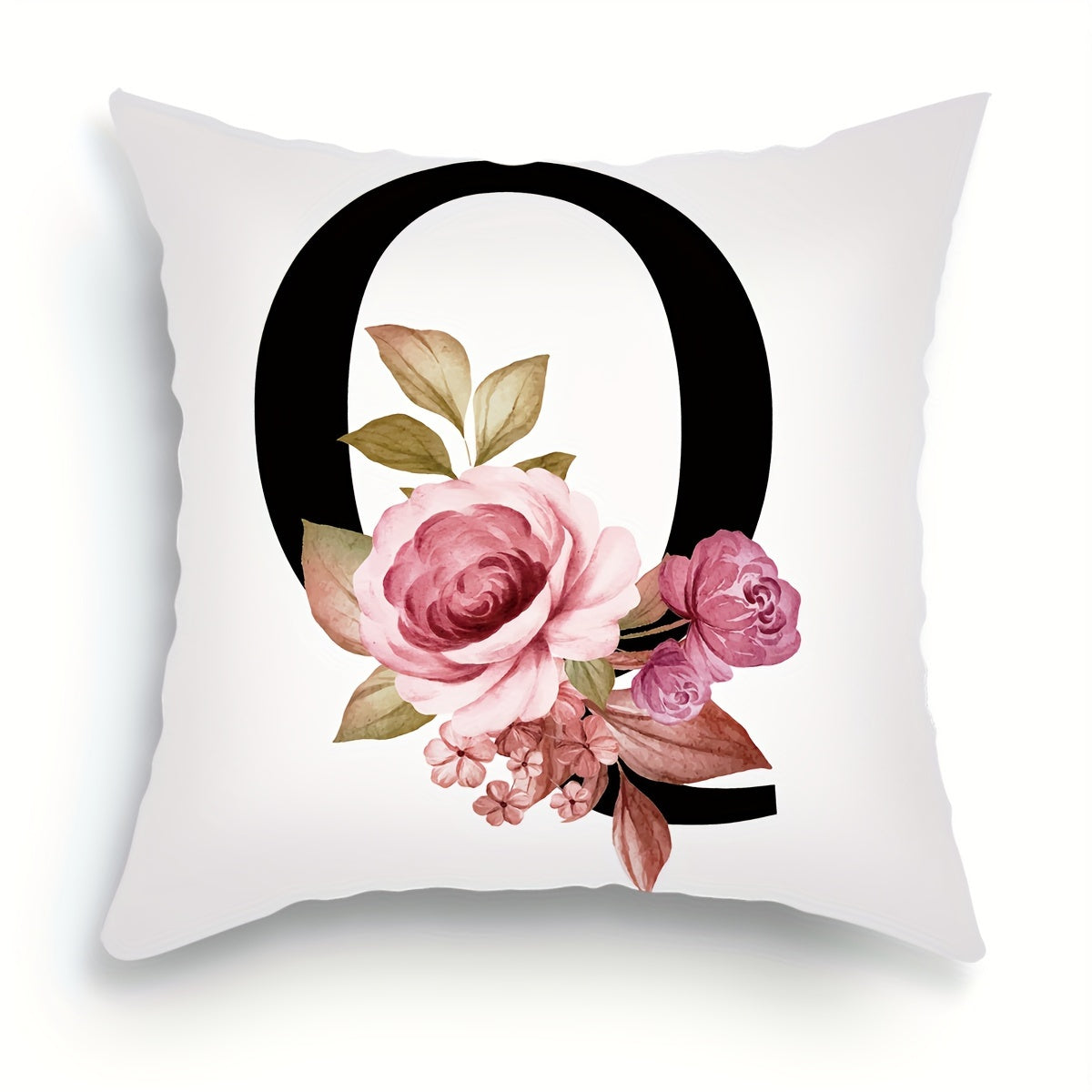 Подушка с цветочным принтом и английскими буквами для диванных подушек, 45.72 см x 45.72 см.