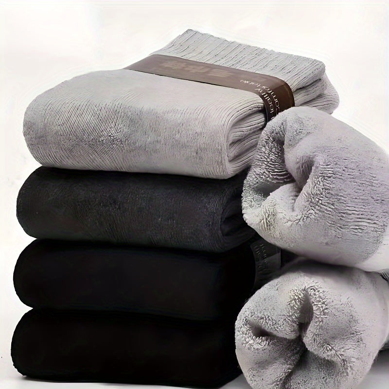 Men's Solid Warm Crew Socks for Autumn and Winter Breathable Anti-Sweat 2 or 5 Pairs