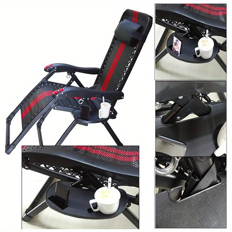 Black Cup Holder for Oval Zero Gravity Chairs with Phone Slot and Snack Tray