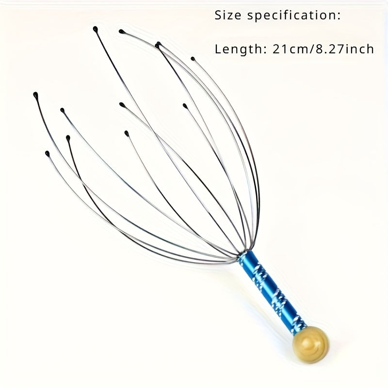 Set of 2 Wooden Handle Scalp Massagers with Rolling Balls for Relaxation and Itch Relief