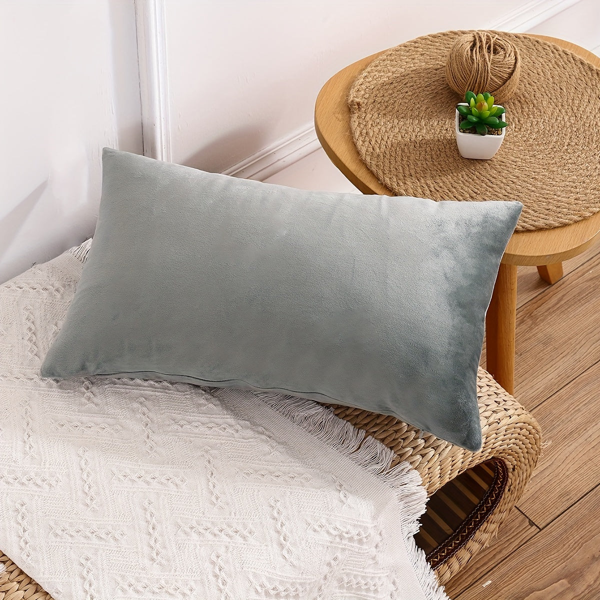 Velvet Throw Pillow Cover for Sofa Bed Decor 18x18 Inches Gray