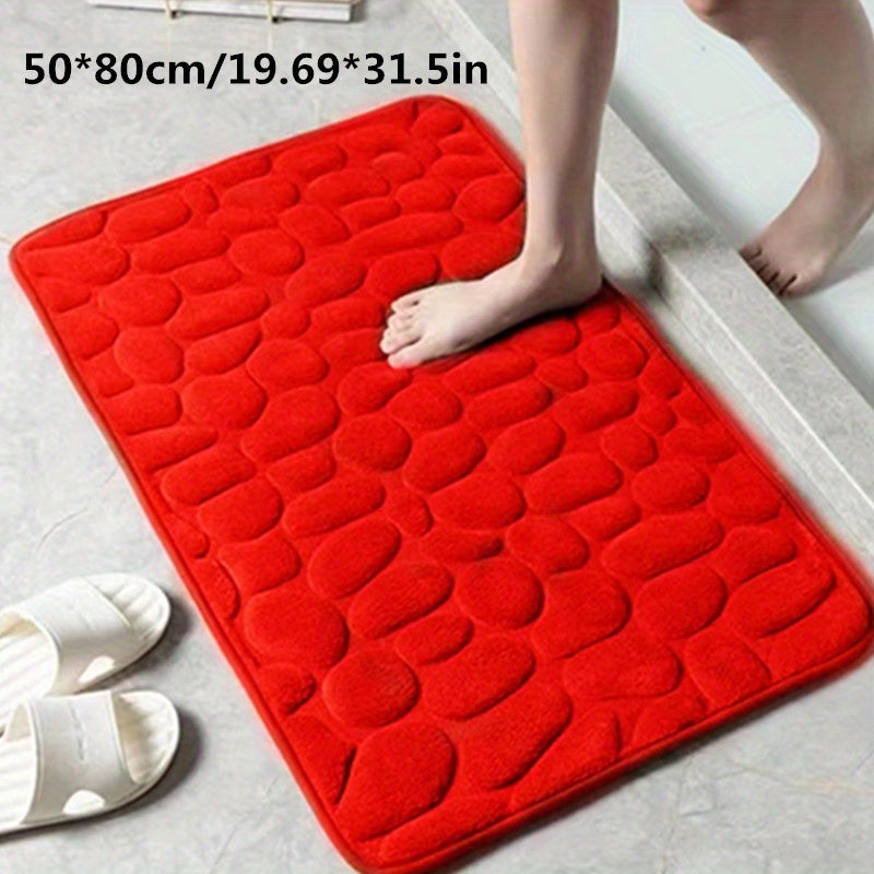 Alfombra de baño de espuma viscoelástica con patrón geométrico, antideslizante, absorbente, tejida plana, de poliéster, de 1.5 cm de grosor