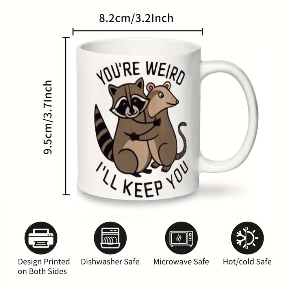 Raccoon Ceramic Coffee Mug Quirky Humor Home Office Gift