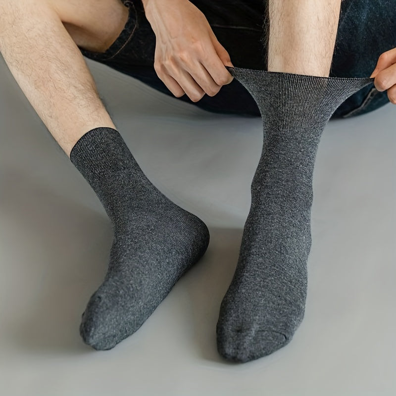 Men's Crew Socks Breathable Cotton Blend Plain Color Spring Autumn EUR 39-50