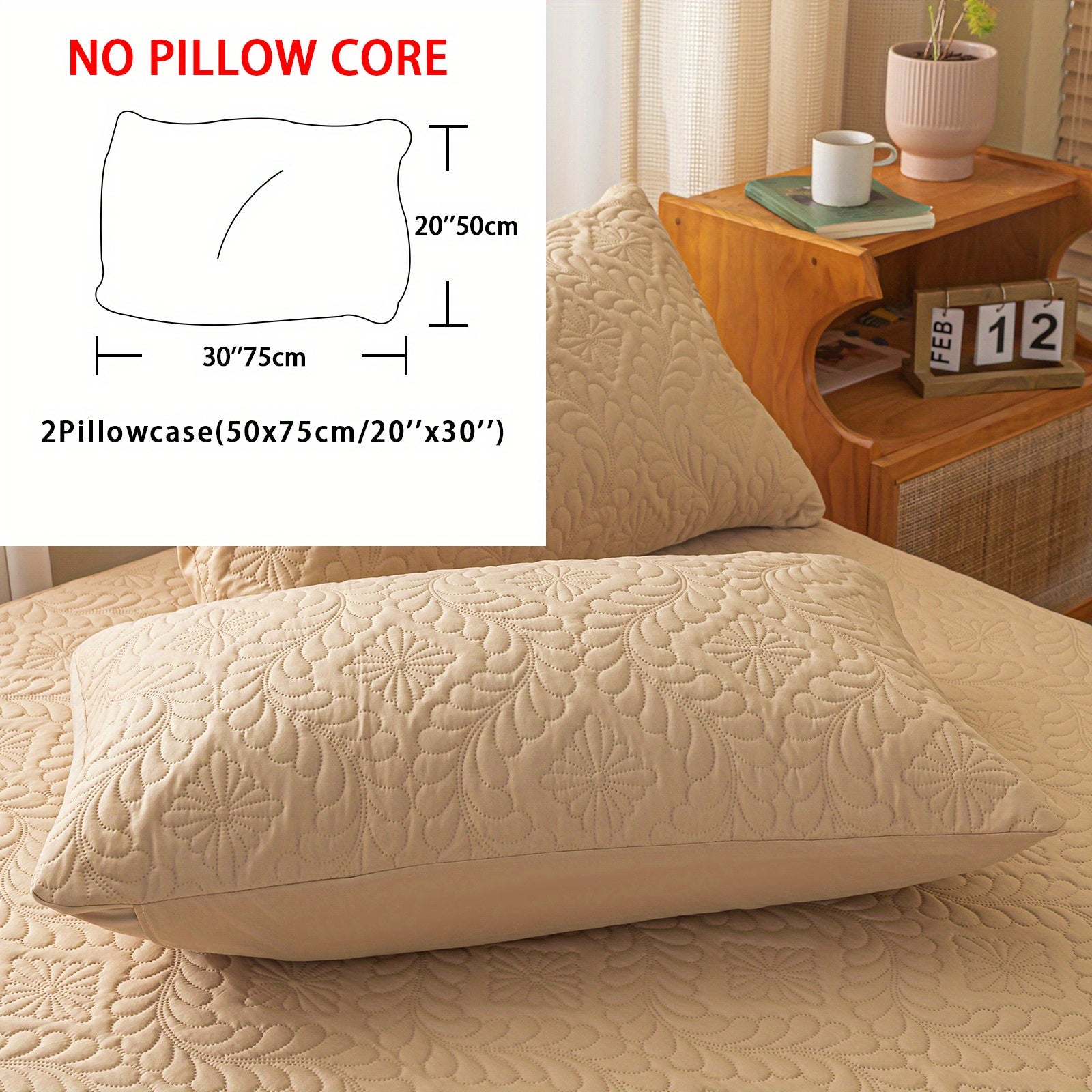 Set of 2 Waterproof Mattress Protector Pillowcases 3D Air Bamboo Breathable Soft