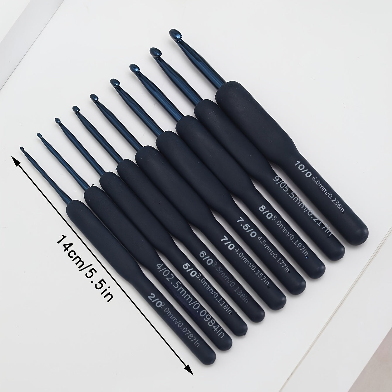 9-Piece Ergonomic Crochet Hooks Set for Arthritic Hands Navy Blue