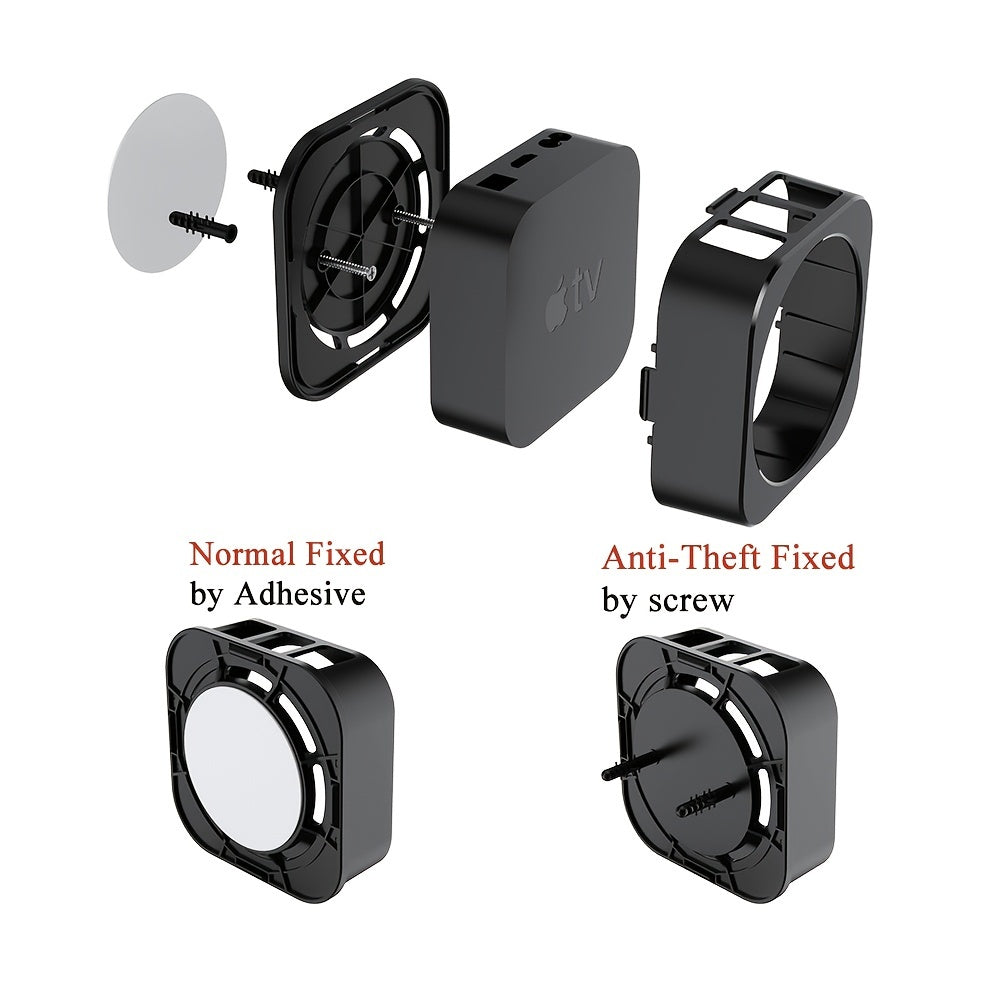 Wall-Mounted TV Rack for Apple TV 4K and HD Secure Anti-Theft Holder