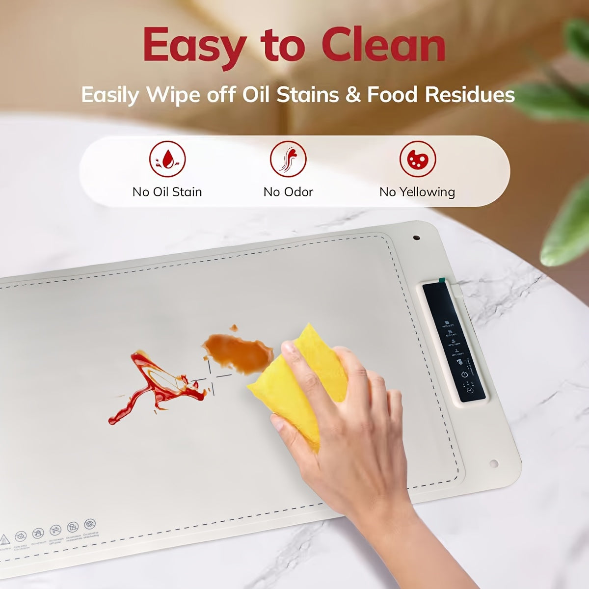 Bandeja de calentamiento de silicona eléctrica, 4 modos de temperatura, 220-240V, enchufe EU, tabla de aislamiento plegable