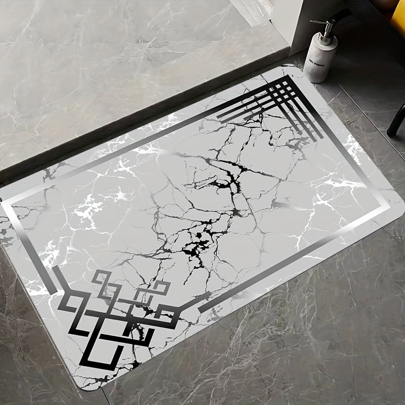 Marble Print Area Rug Washable Braided Polyester Rectangle Home Decor Living Room Kitchen Bedroom