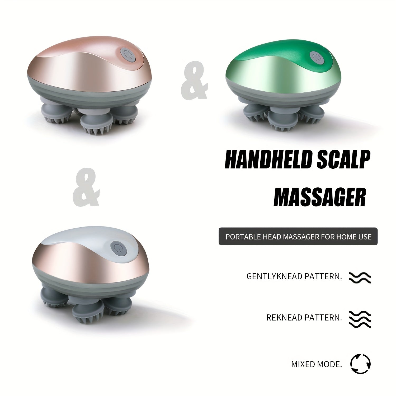 Electric Handheld Scalp Massager with 4 Claws USB Rechargeable Portable for Human and Pet Hair