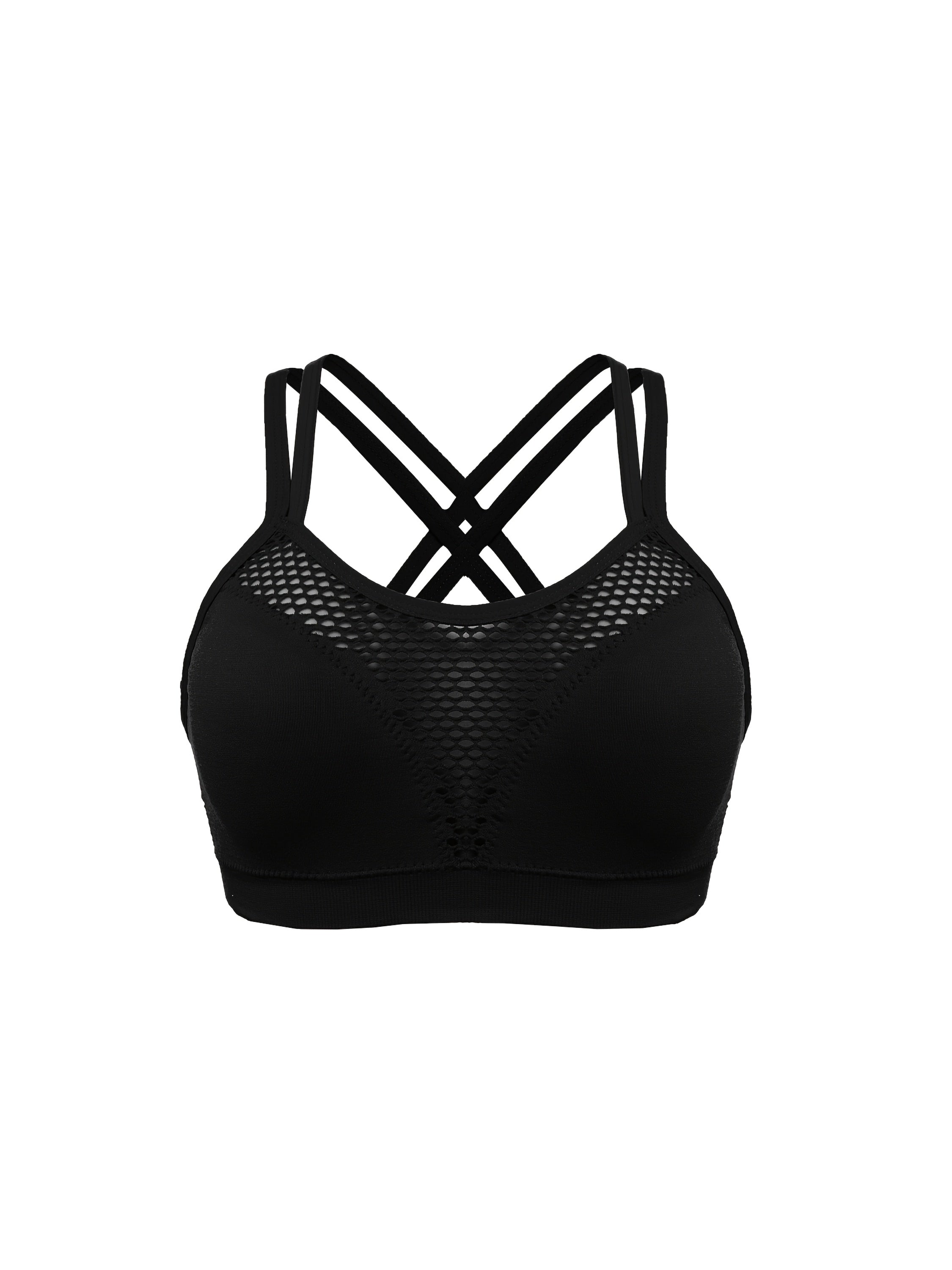 Women's Plus Size Cross-Back Sports Bra with Breathable Mesh Yoga Workout Top