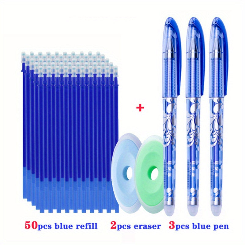 55-Piece Colored Erasable Gel Pen Refills 0.5mm for Office School Writing
