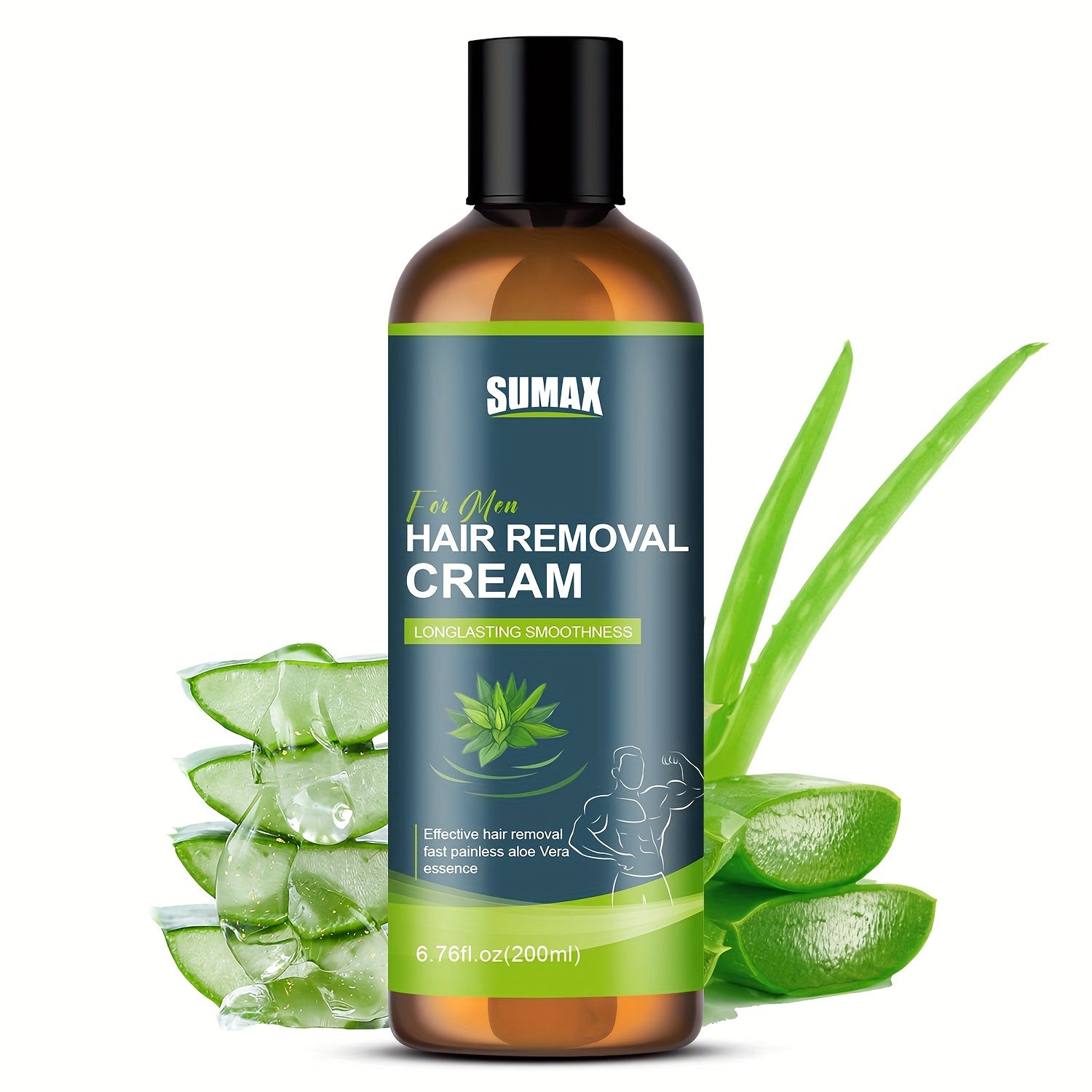 6.76 fl.oz SUMAX Aloe Vera Erkaklar uchun Soch Olish Kremi - Yumshoq, Samarali, Spirtli Ichimsiz, Tabiiy Ekstraktlar, Silliq Teri, Tana va Qo'ltiq Ostida Foydalanish