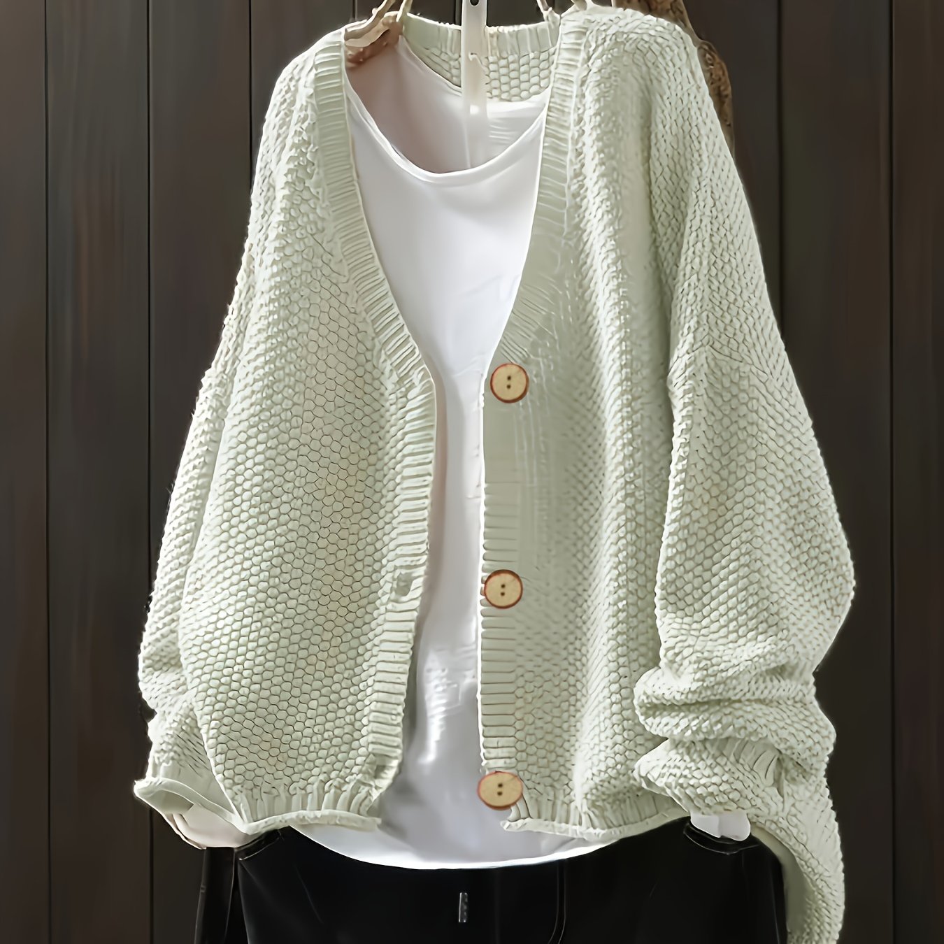 Plus Size Knit Cardigan Women Long Sleeve Button Fall Winter Casual