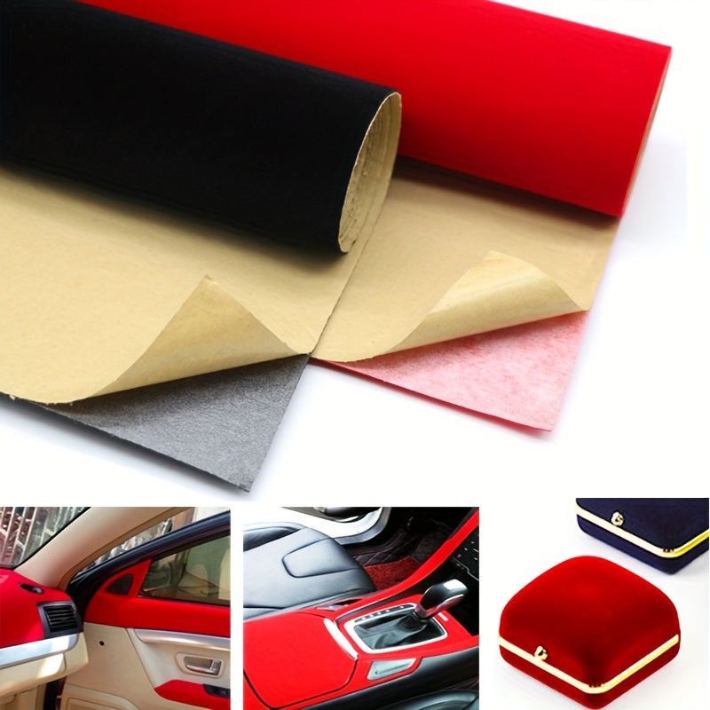 Self-Adhesive Velvet Felt Sticker Roll 1.2mm Black Red Gray Decorative Fabric for DIY Crafts Jewelry Boxes Car Interior