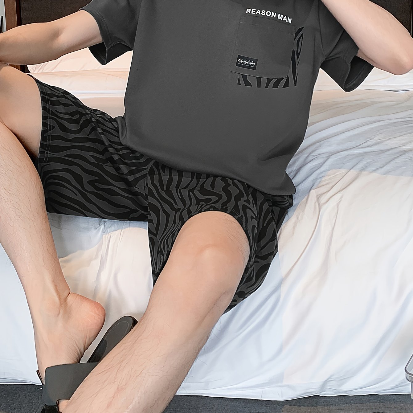 Conjunto de pijama de algodón de manga corta para hombre para verano, ropa de descanso y sueño