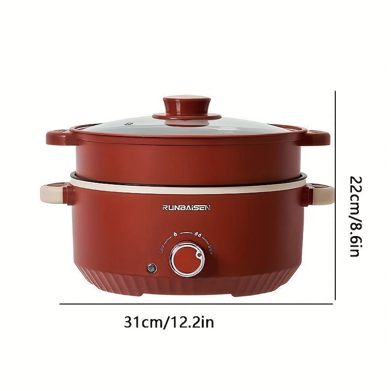 Electric Cooker Non-Stick Coating Stainless Steel 220V-240V Red for Home Dorm