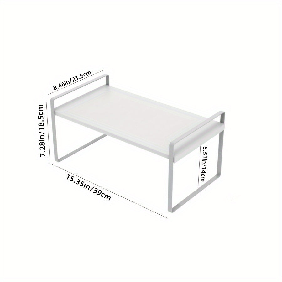 Double Layer Kitchen Cabinet Rack Carbon Steel ABS Storage for Seasoning Pots Bowls