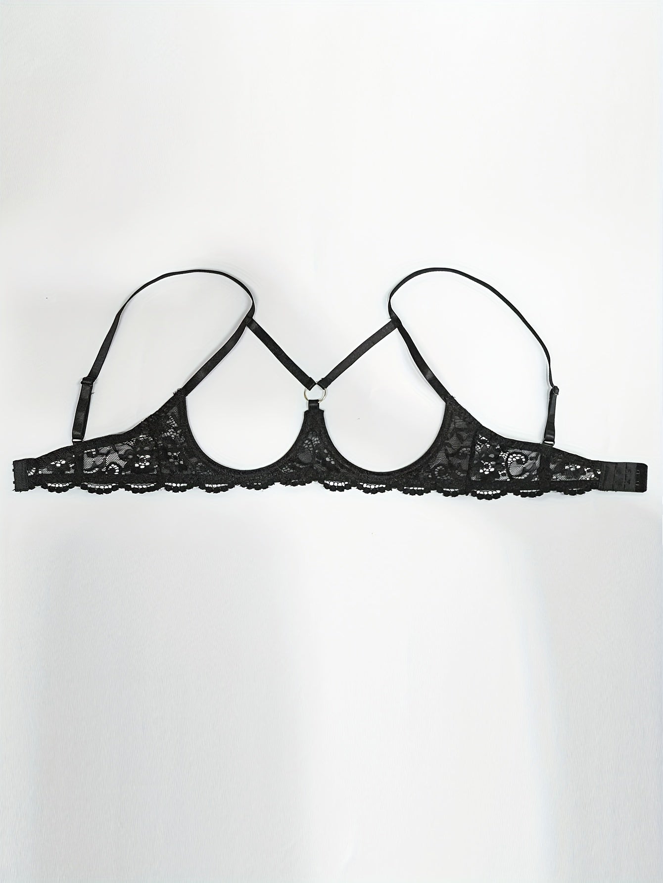 Ayollar uchun sexy dantel teshikli brassoy, shaffof naylon to'qima materialidan, 160g/m² yengil. Qattiq rangli ichki kiyim, simsiz.