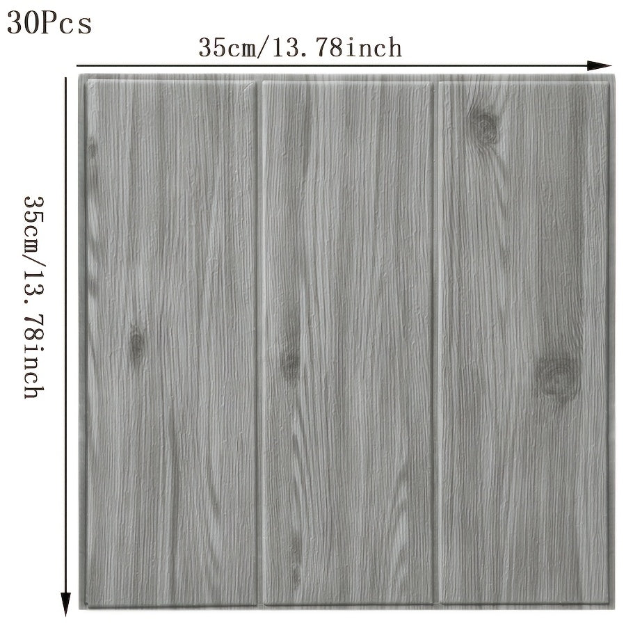Self-Adhesive Wood Grain Wall Stickers 30pcs Washable Shapes and Stripes