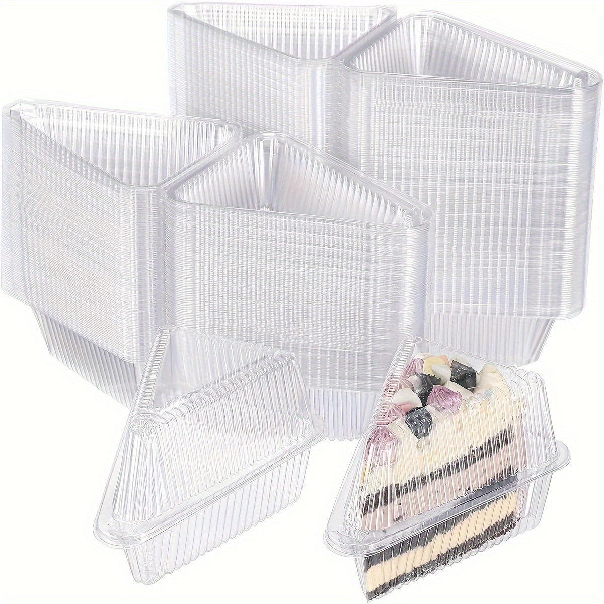 Flexible Clear Cake and Pie Containers with Hinged Lids, Pack of 15-45