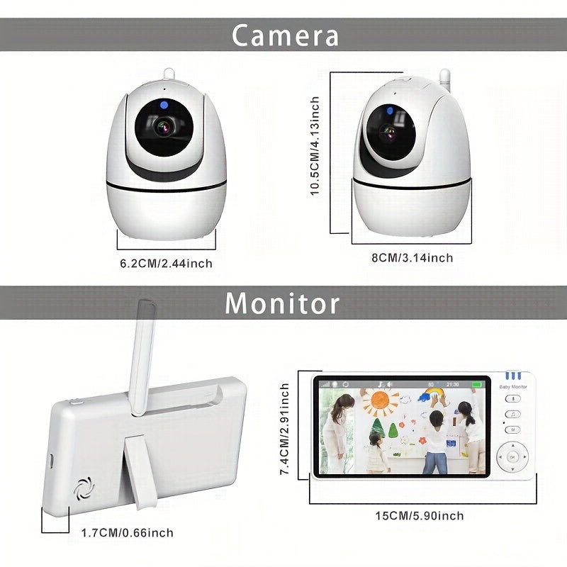 Nopesh HD Умная Монитор Камера с Инфракрасным Ночным Видением, 720p Видео, Двусторонний Аудио, Обнаружение Температуры, Колыбельные, 3500mAh Перезаряжаемая Батарея, Панорамный Наклон Удаленного Управления, Совместимость со Смартфонами - 1шт