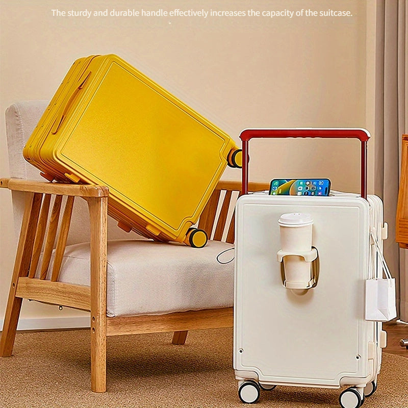 Hard Shell Luggage with Aluminum Handle TSA Lock USB Port Spinner Wheels Laptop Sleeve Black White Yellow Green