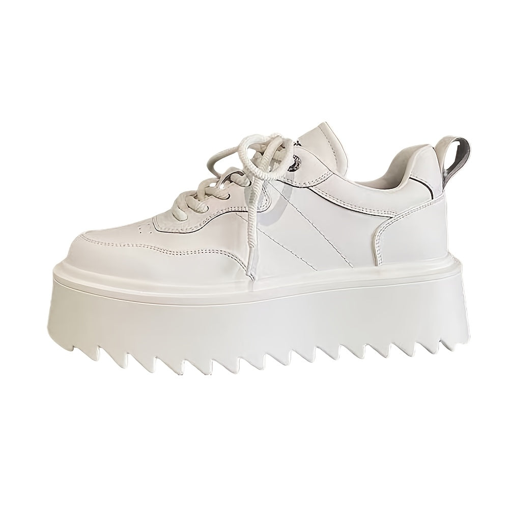 Men's Solid Color Thick Sole Sneakers Non-Slip Low-Top Casual Street Style