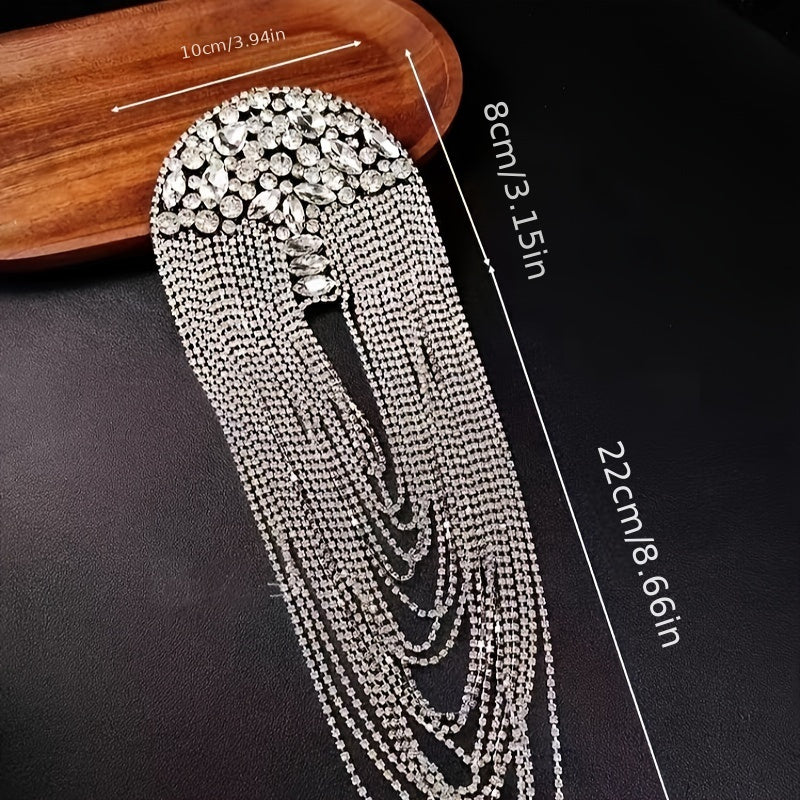 Beaded Tassel Brooch Rhinestone Retro Style for Jackets and Suits