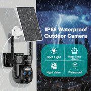 Solar Security Camera with Dual-Lens 8X Zoom 360° Pan-Tilt Weatherproof Outdoor Surveillance