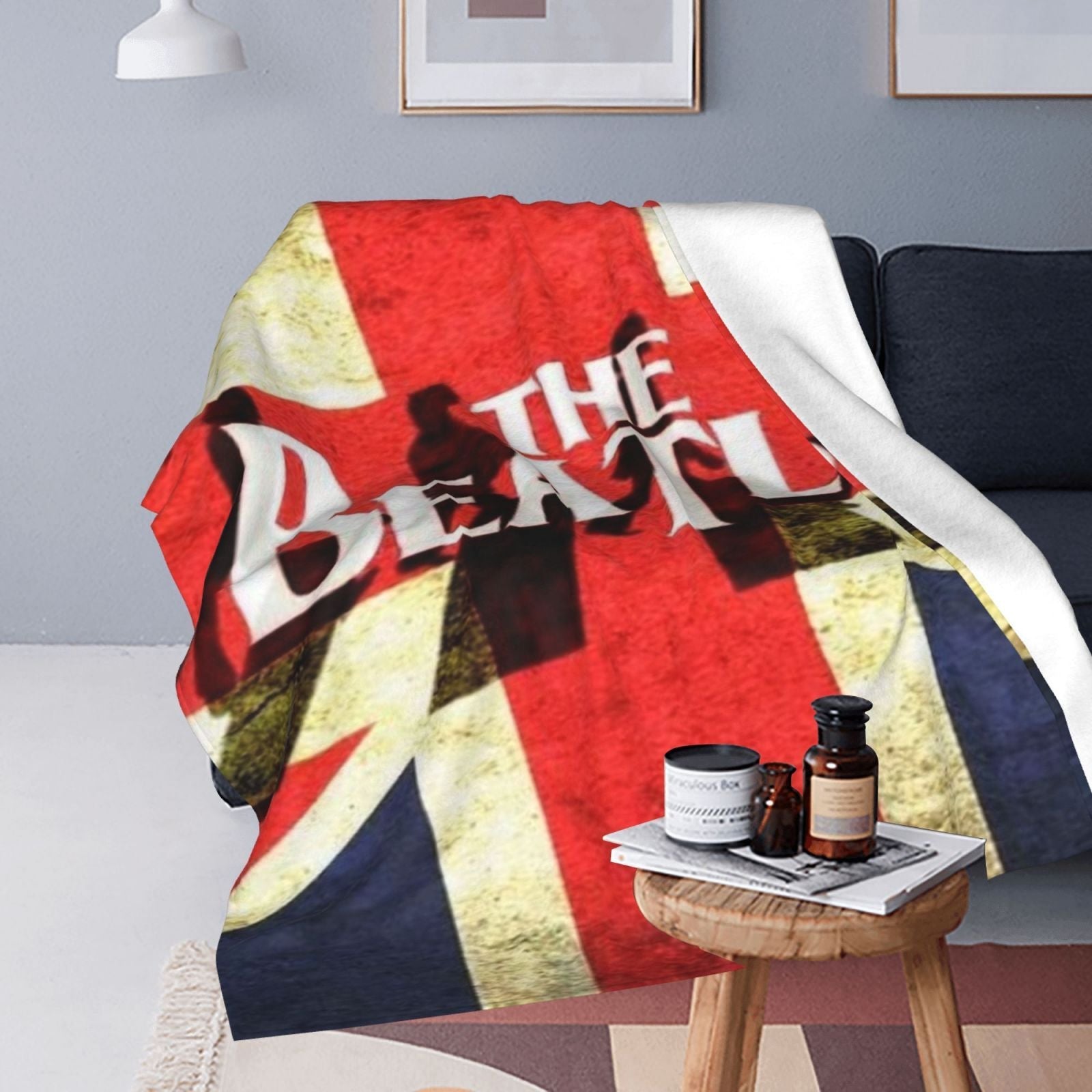 Fleece Blanket Red White Blue Union Jack Throw for All Seasons
