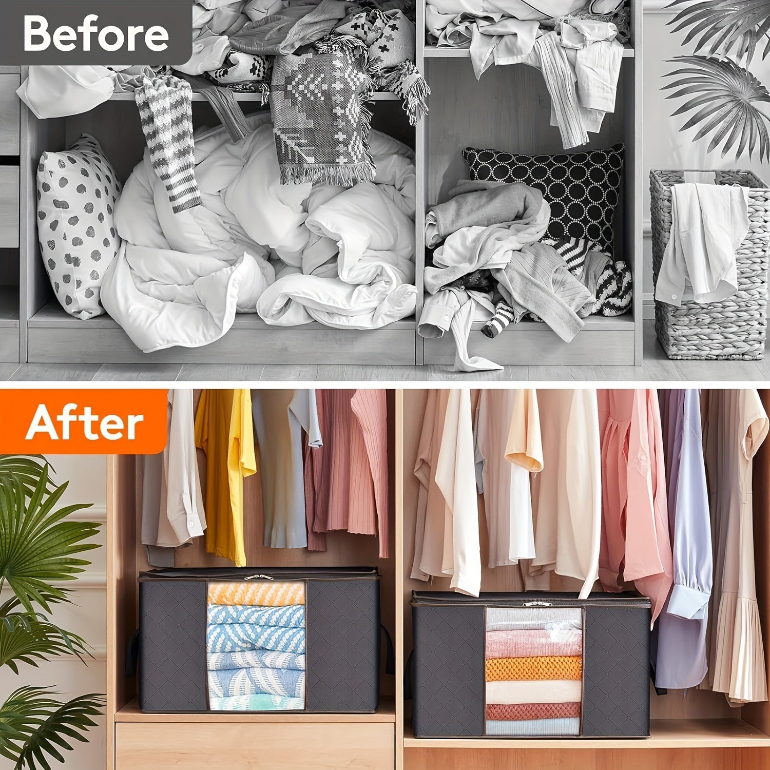 Набор из 4/6/8 больших сумок для хранения одежды, одеял и постельных принадлежностей